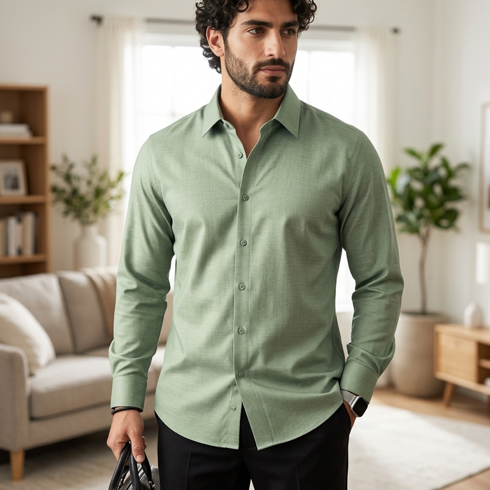 Men's Business Long Sleeve Solid Shirt — Wrinkle-Free Modal Blend