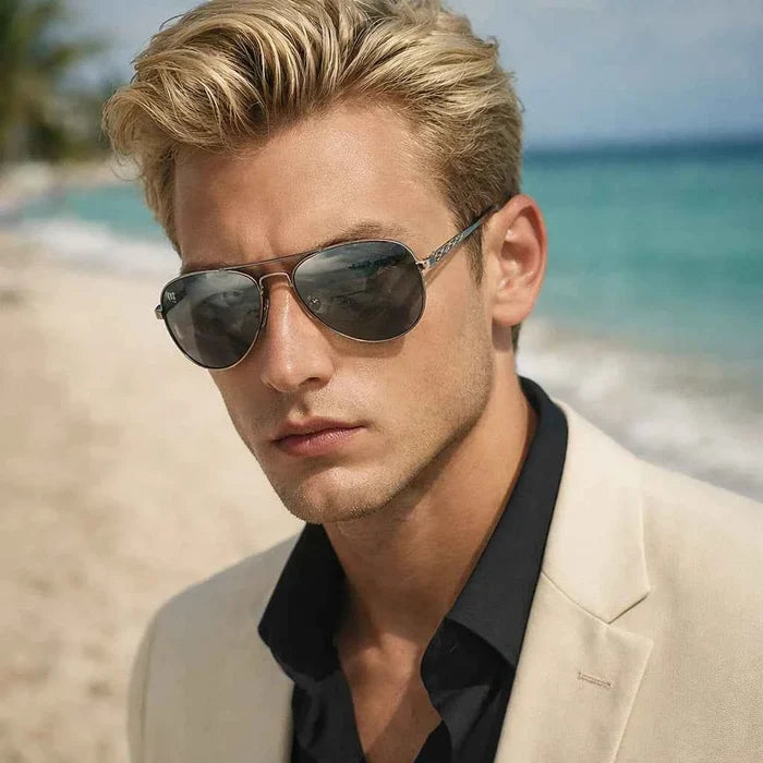 Men's Carbon Fiber Pilot Sunglasses – Polarized, UV-Protected, Color-Changing Aviator Shades