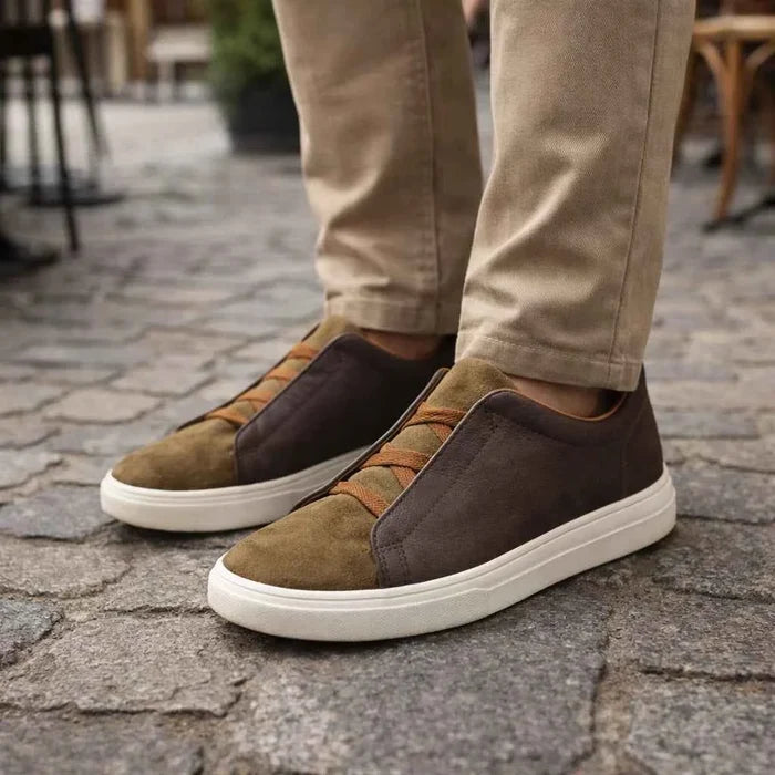 Men's Casual Leather Sneakers – PU Upper, Top-Grain Cowhide Lining, Lace-Up, EU 37–45, 2 Colors