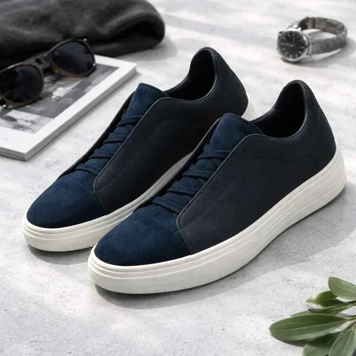 Men's Casual Leather Sneakers – PU Upper, Top-Grain Cowhide Lining, Lace-Up, EU 37–45, 2 Colors