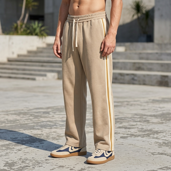 Men's Casual Wide-Leg Trousers — Fleece-Lined Drawstring Pants
