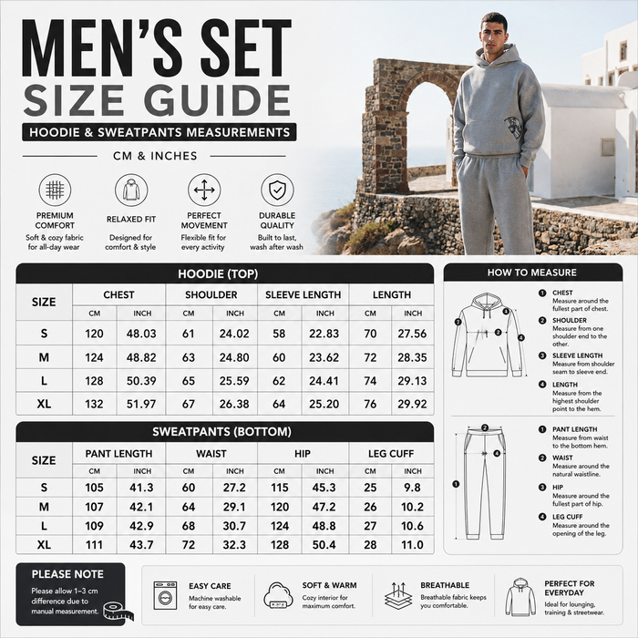 Men's CD Print Hoodie & Sweatpants Set – Retro Streetwear Two-Piece