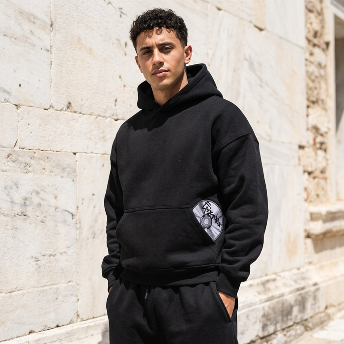 Men's CD Print Hoodie & Sweatpants Set – Retro Streetwear Two-Piece