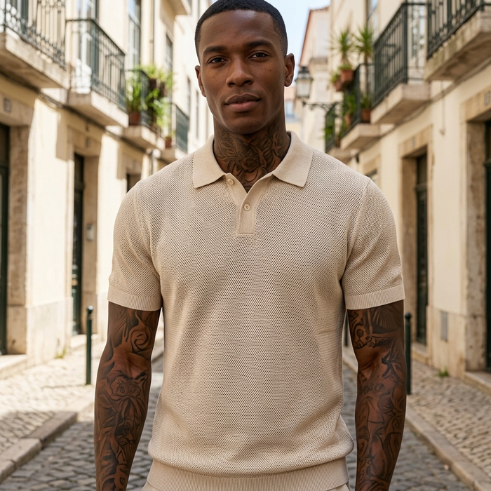 Men's Classic Linen Blend Polo Shirt – Short Sleeve