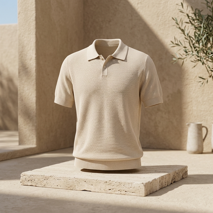 Men's Classic Linen Blend Polo Shirt – Short Sleeve