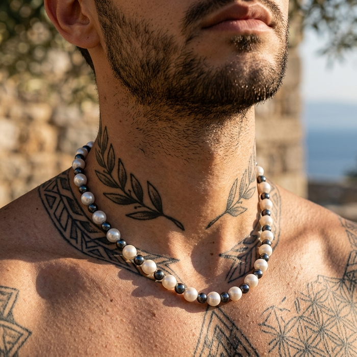Men's Colorful Spliced Shell Pearl Necklace - Hip-Hop Style