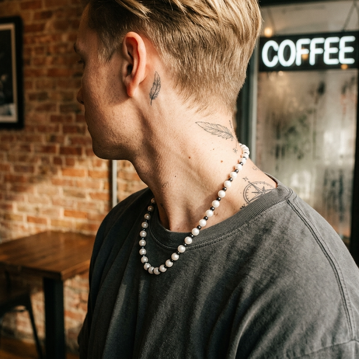 Men's Colorful Spliced Shell Pearl Necklace - Hip-Hop Style