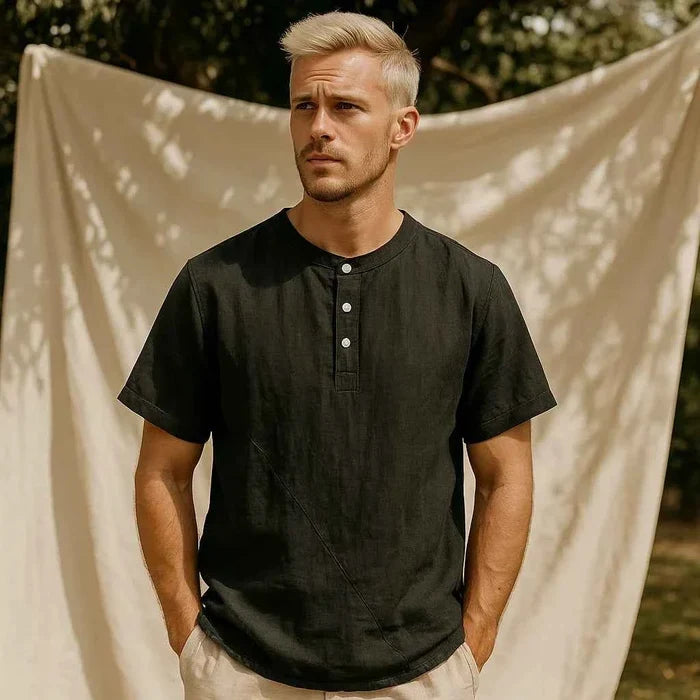 Men's Cotton & Linen Short Sleeve T-Shirt – Breathable Summer Essential, M–4XL, 8 Colors