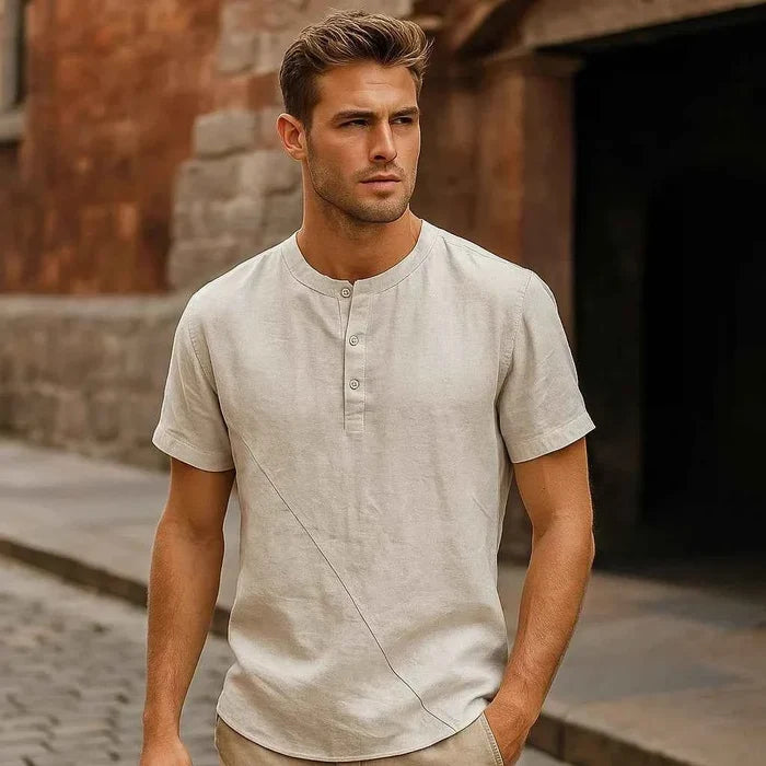 Men's Cotton & Linen Short Sleeve T-Shirt – Breathable Summer Essential, M–4XL, 8 Colors