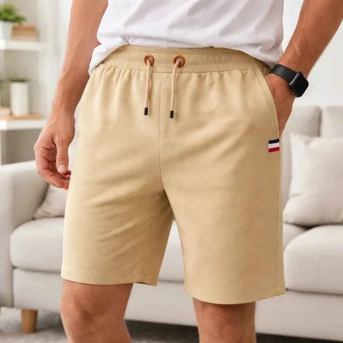 Men's Cotton Stretch Shorts – Breathable Mid-Waist Straight Fit Summer Shorts with Zipper Pockets