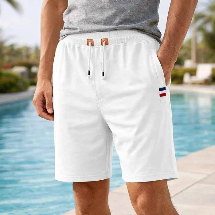 Men's Cotton Stretch Shorts – Breathable Mid-Waist Straight Fit Summer Shorts with Zipper Pockets
