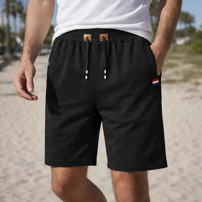Men's Cotton Stretch Shorts – Breathable Mid-Waist Straight Fit Summer Shorts with Zipper Pockets