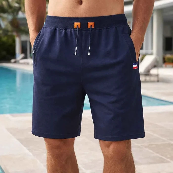 Men's Cotton Stretch Shorts – Breathable Mid-Waist Straight Fit Summer Shorts with Zipper Pockets