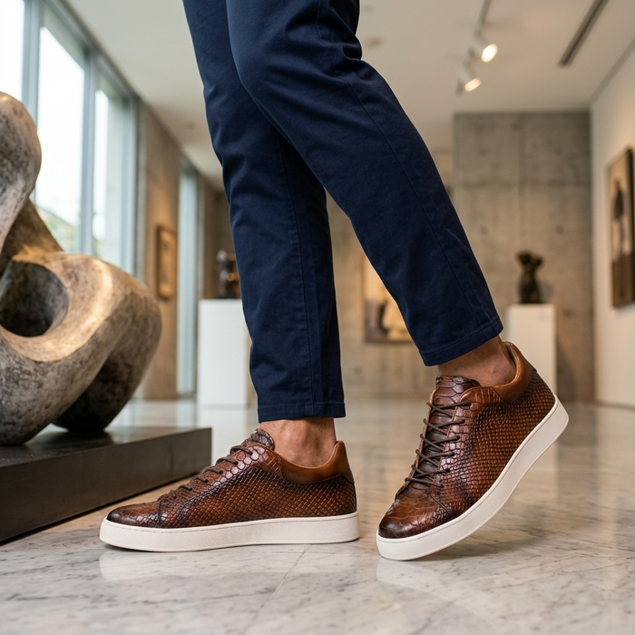Men's Crocodile Embossed Genuine Leather Shoes