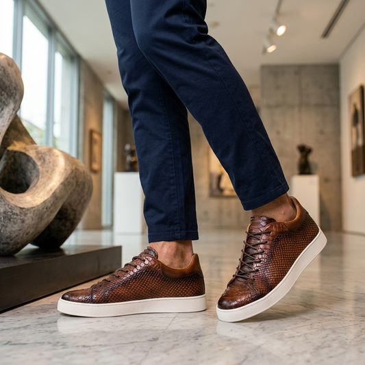 Men's Crocodile Embossed Genuine Leather Shoes