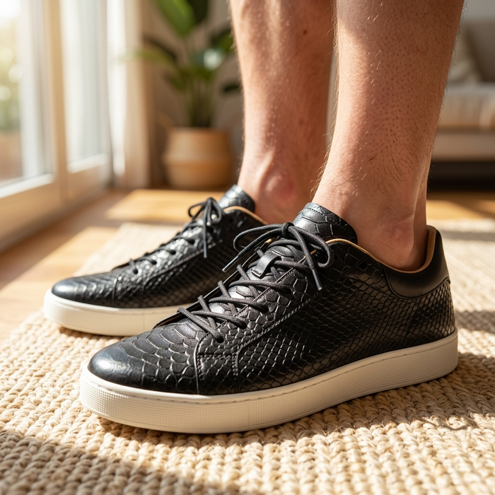 Men's Crocodile Embossed Genuine Leather Shoes