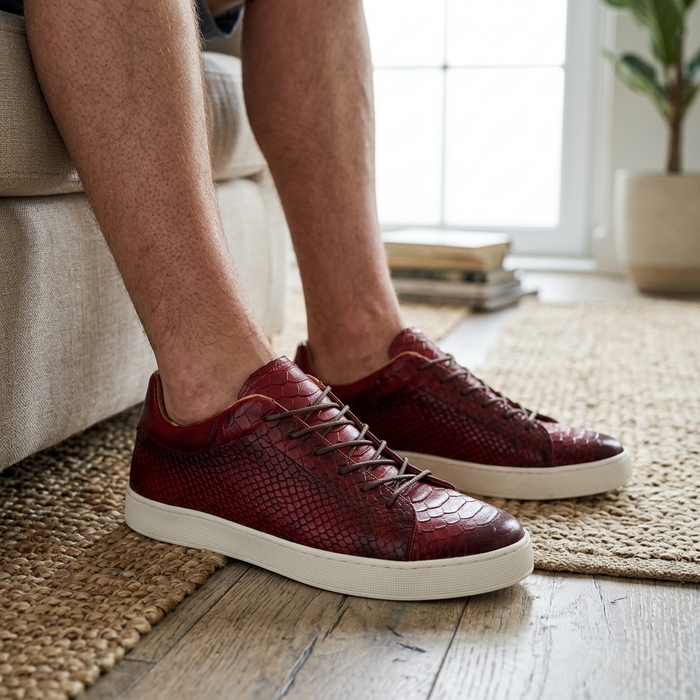 Men's Crocodile Embossed Genuine Leather Shoes