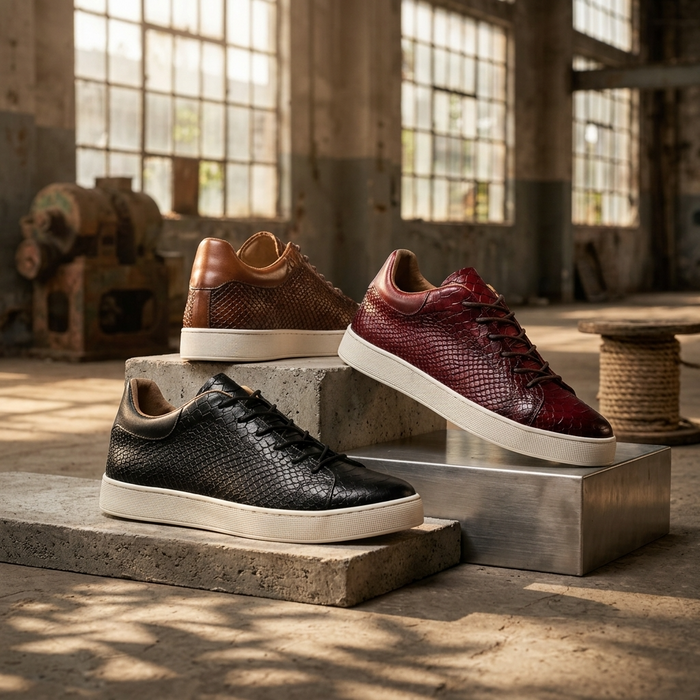 Men's Crocodile Embossed Genuine Leather Shoes
