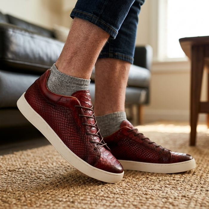 Men's Crocodile Embossed Genuine Leather Shoes