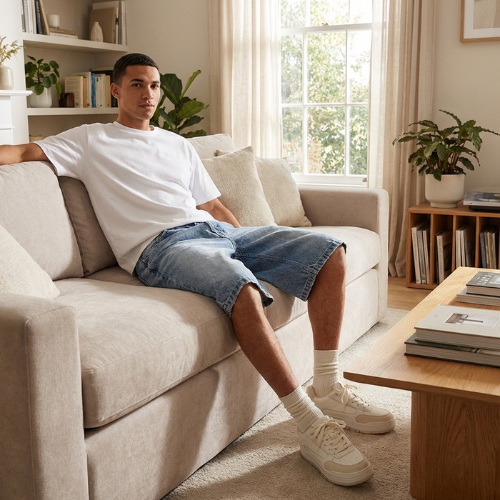 Men’s Denim Shorts – Straight Fit Cotton Jean Shorts with Mid-Length Design, Classic Colors & Casual Street Style