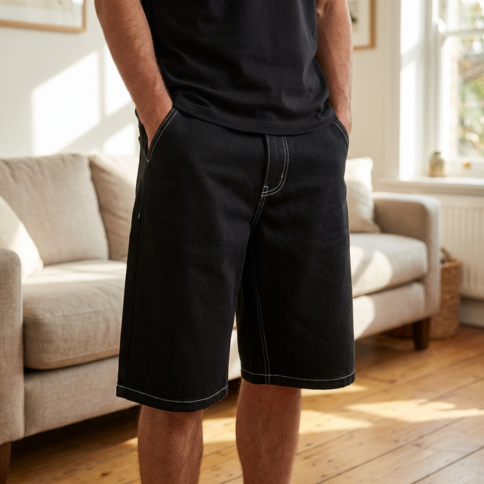 Men’s Denim Shorts – Straight Fit Cotton Jean Shorts with Mid-Length Design, Classic Colors & Casual Street Style