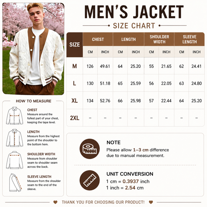 Men's Diamond Lattice Embossed Short Coat – Cotton-Poly Windbreaker, Standing Collar, Cropped Korean Fit, Apricot