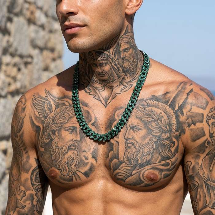 Men's Diamond-Studded Cuban Chain Necklace – Hip-Hop 12mm