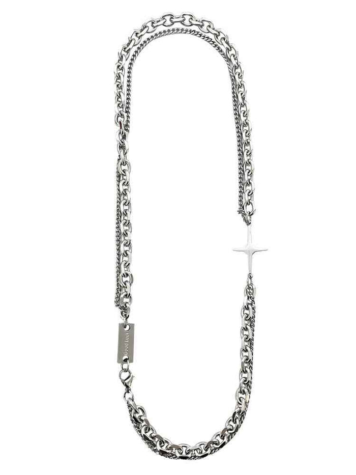 Men's Double-Layer Titanium Steel Chain Necklace – Minimalist Hip-Hop Silver Unisex, 50 cm