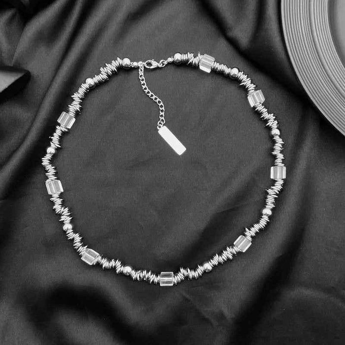 Men's Fashion Light Luxury Necklace – Titanium Steel Ice-Style Drawing Pendant Chain