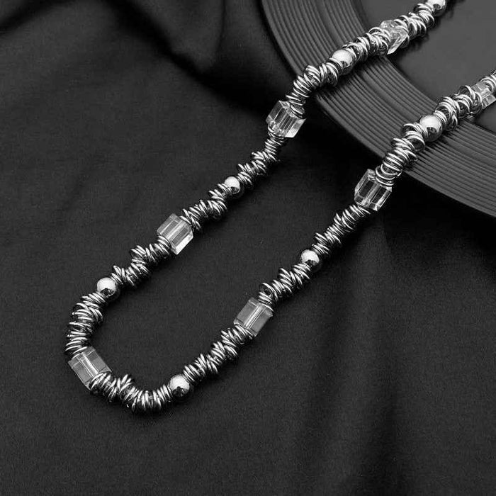 Men's Fashion Light Luxury Necklace – Titanium Steel Ice-Style Drawing Pendant Chain
