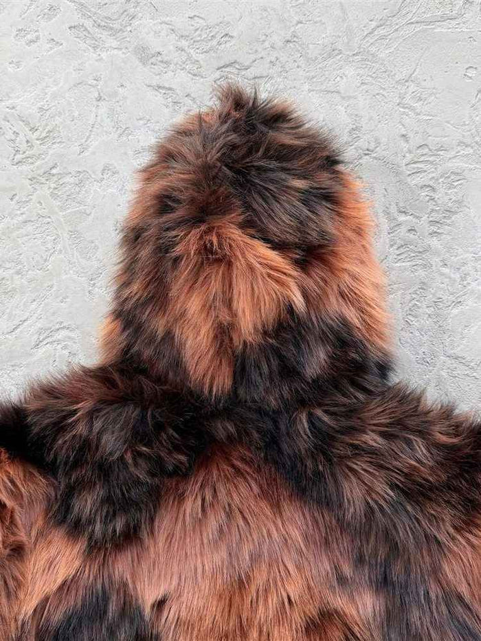 Men's Faux Fur Hooded Jacket – Zip-Up Winter Hoodie with Loose Fit