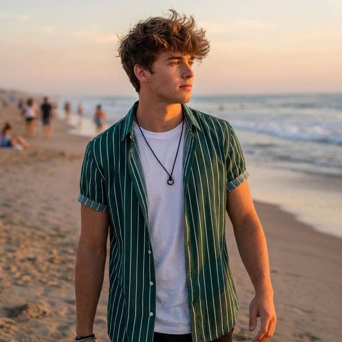 Men’s Floral Beach Shirt – Lightweight Short Sleeve Hawaiian Style Button-Up with Breathable Fabric & Relaxed Fit for Summer Vacation Wear