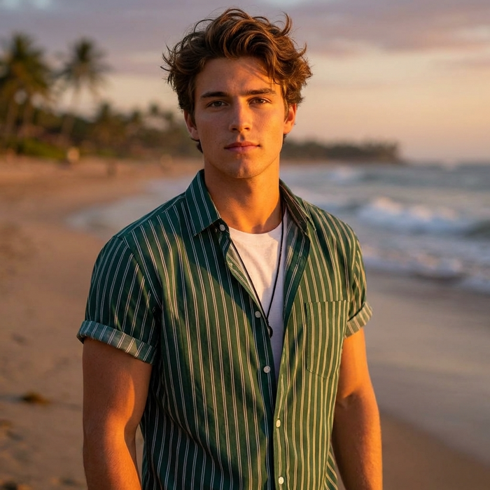 Men’s Floral Beach Shirt – Lightweight Short Sleeve Hawaiian Style Button-Up with Breathable Fabric & Relaxed Fit for Summer Vacation Wear