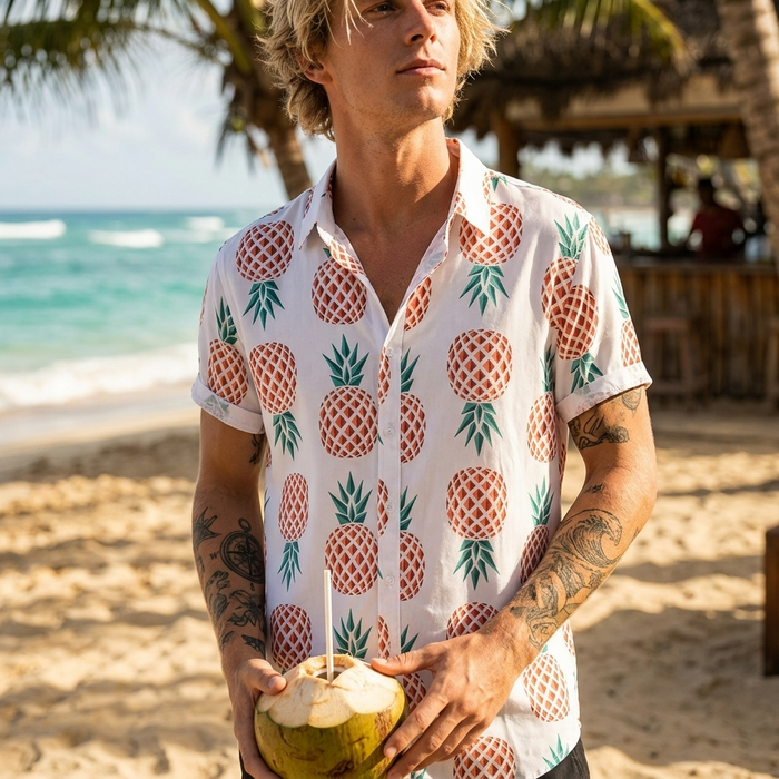 Men's Floral Print Short Sleeve Shirt – Loose Fit Summer Style