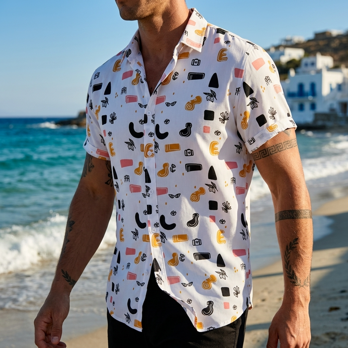 Men's Floral Print Short Sleeve Shirt – Loose Fit Summer Style