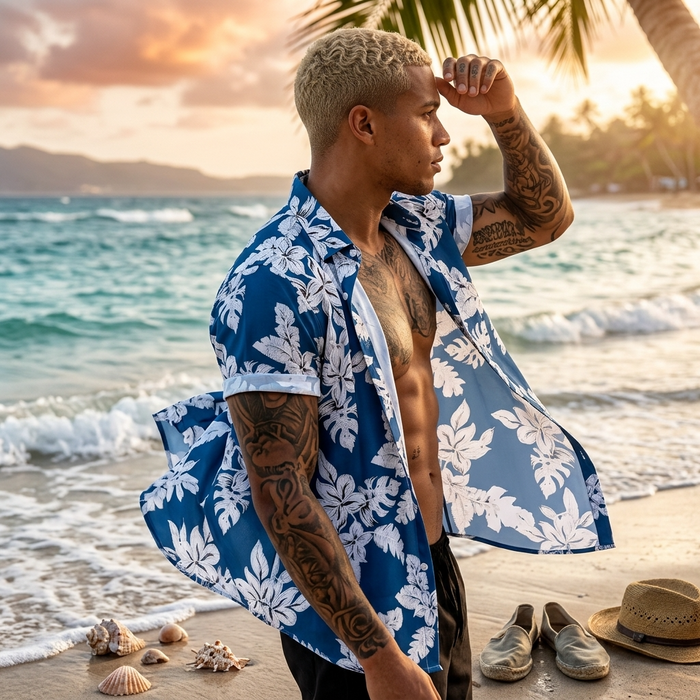 Men's Floral Print Short Sleeve Shirt – Loose Fit Summer Style