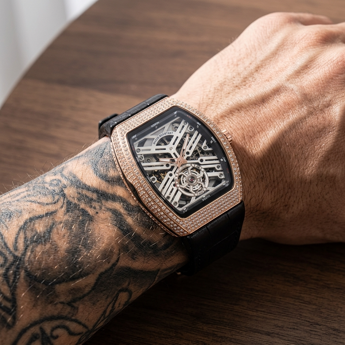 Rose gold shell-black belt