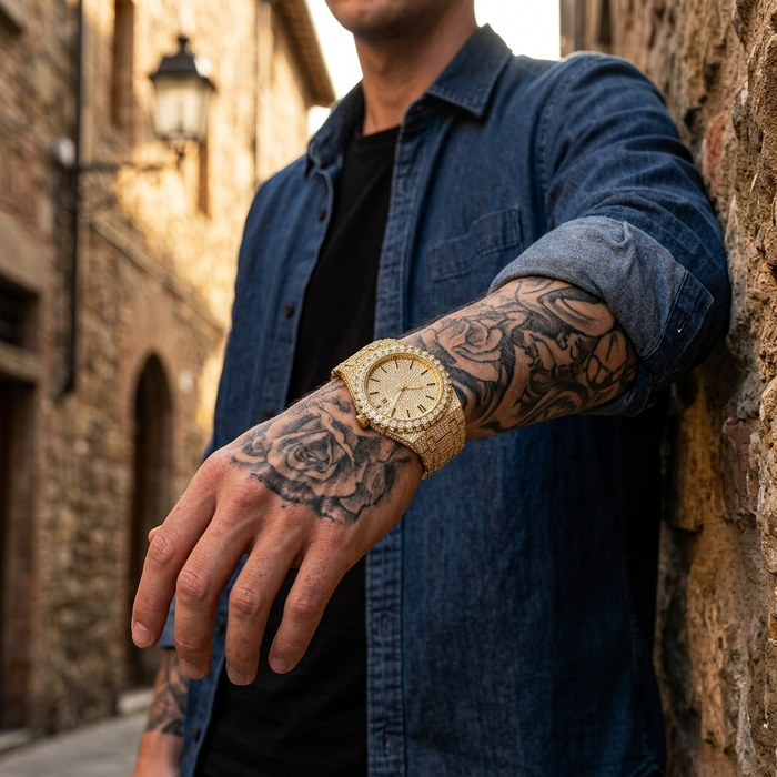 Men's Full Diamond Quartz Watch