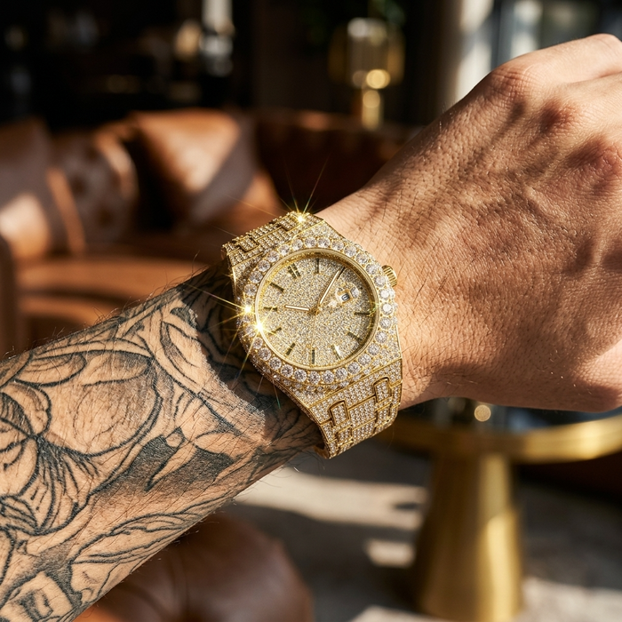 Men's Full Diamond Quartz Watch