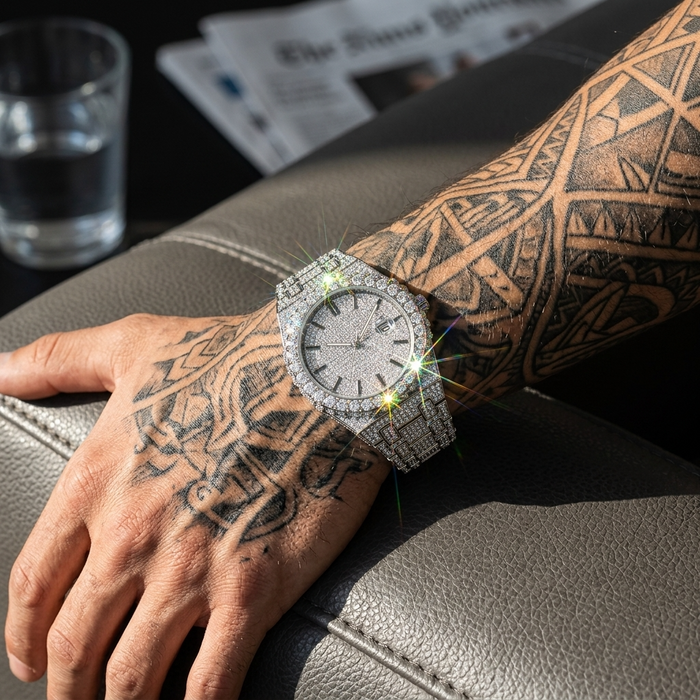 Men's Full Diamond Quartz Watch