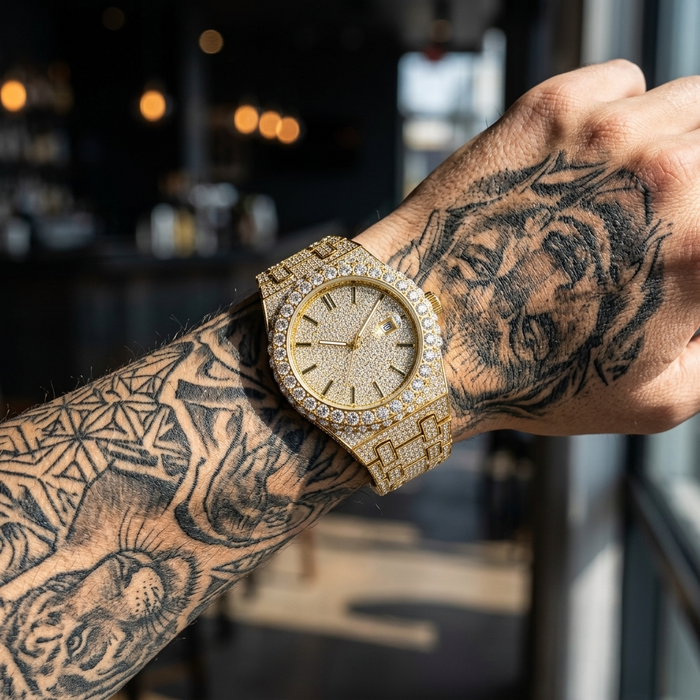 Men's Full Diamond Quartz Watch