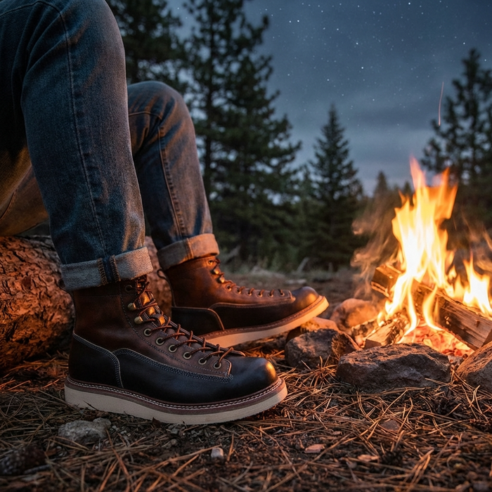 Men's Genuine Leather High-Top Martin Boots – British Style Lace-Up Round Toe Combat Work Boots
