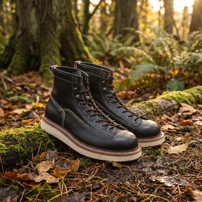 Men's Genuine Leather High-Top Martin Boots – British Style Lace-Up Round Toe Combat Work Boots