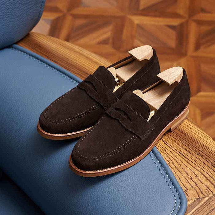 Men's Genuine Leather Loafers – British Style Slip-On Cowhide Dress Shoes, Soft Sole