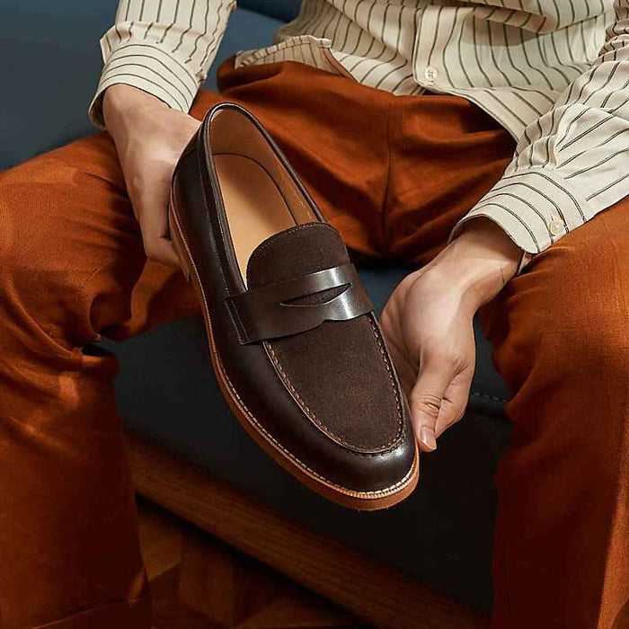 Men's Genuine Leather Loafers – British Style Slip-On Cowhide Dress Shoes, Soft Sole