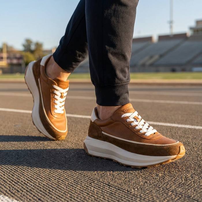 Men's Genuine Leather Running Shoes – Breathable Low-Top Cowhide Sneakers