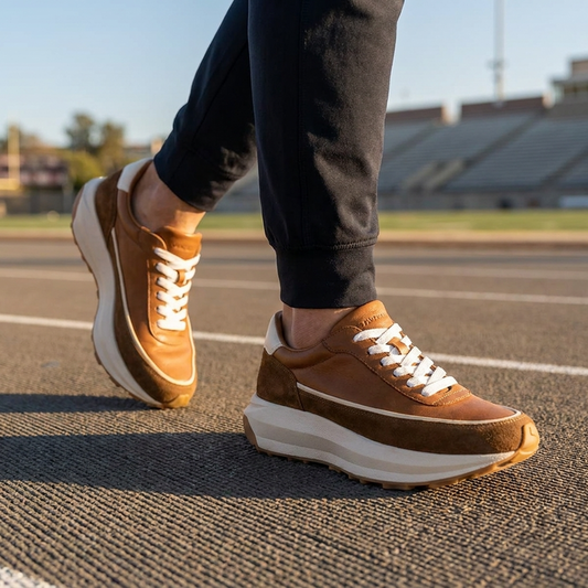 Men's Genuine Leather Running Shoes – Breathable Low-Top Cowhide Sneakers