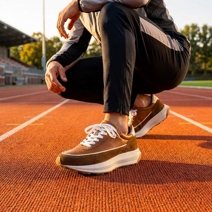 Men's Genuine Leather Running Shoes – Breathable Low-Top Cowhide Sneakers