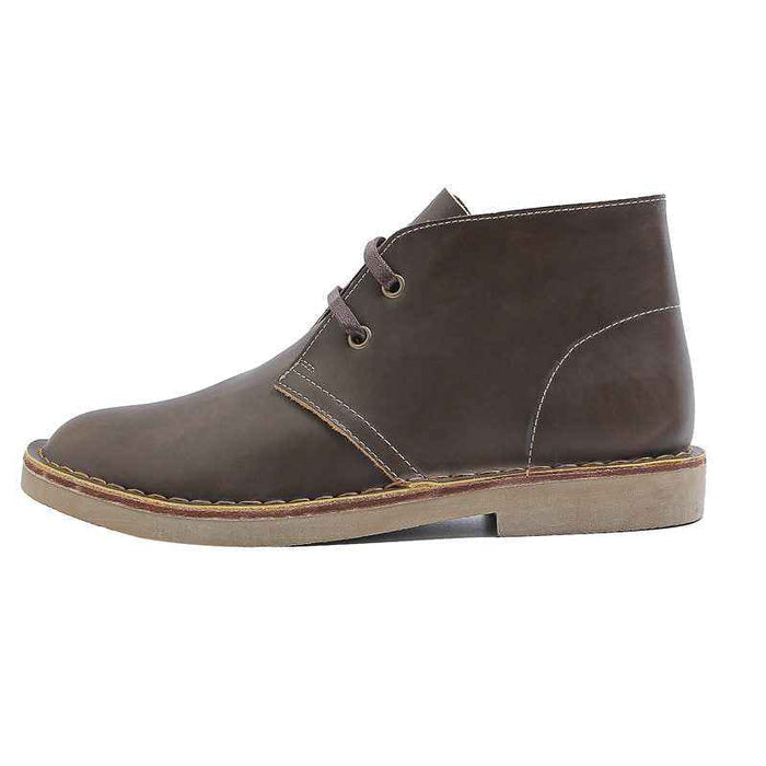 Men's Genuine Leather Vintage Work Boots – Crazy Horse Cowhide, Lace-Up, TPR Sole, Mid-Top Desert Style, EU 39–44