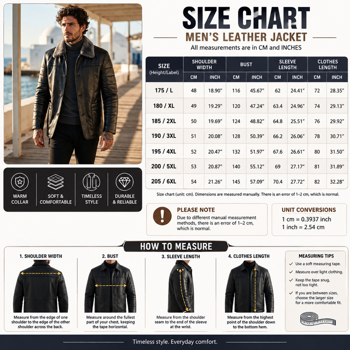 Men's Genuine Sheepskin Mid-Length Leather Coat – Fur-Lined Winter Jacket